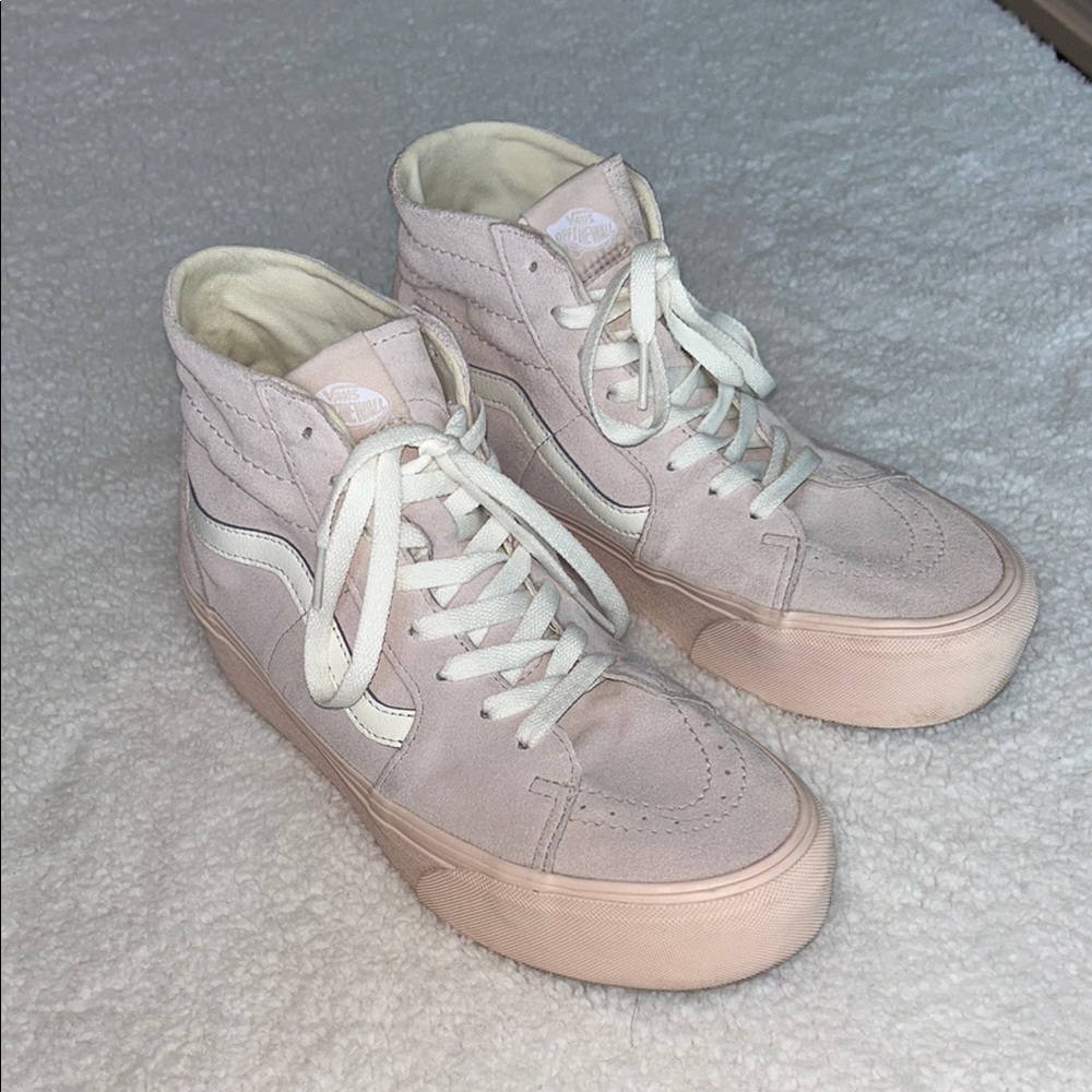 Vans Women's Baby Pink Sk8 Hi Platforms